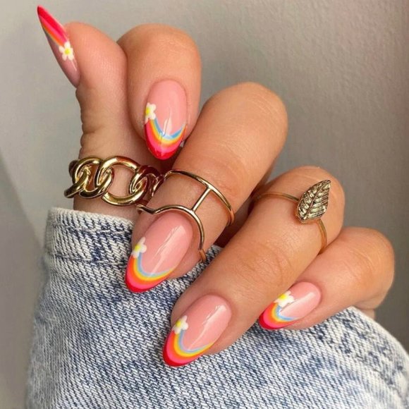 Betty Cora Other - NWT Bettycora Rainbow Press On Nails Short Multicolor Oval Shape